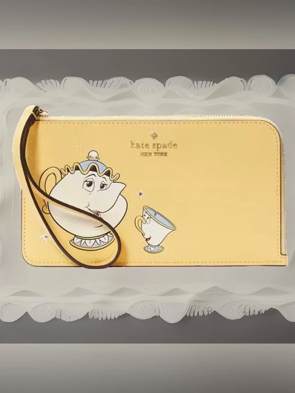 kate spade Yellow Mrs. Potts & Chip Leather Wristlet